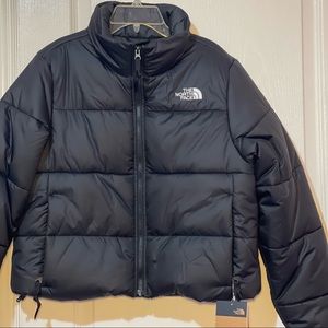 The north face cropped SAIKURU puffer jacket in black women size medium